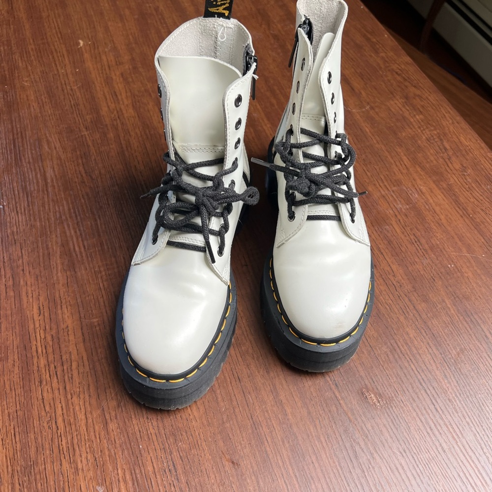 Dr. Martens White Platform Leather Women's Boots - Picture 3 of 9